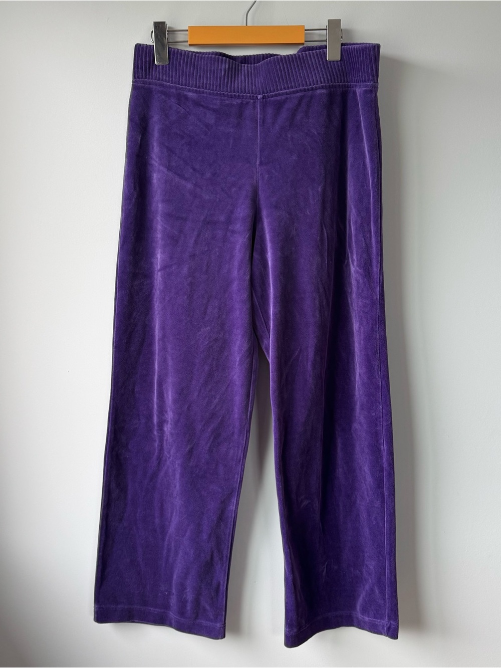 Jones New York Sport Purple Ribbed-Waist Velvet Pants